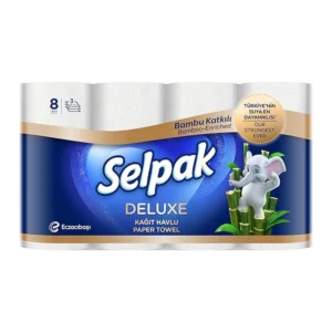 Selpak Kitchen Paper Towels, 8 Rolls, Deluxe Bamboo